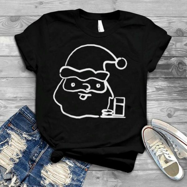 Christmas Trendy Drawing Santa Milk Cookies T Shirt