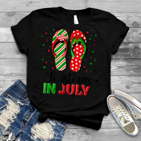 Christmas in July Flip Flops Beach Summer Vacation T Shirt