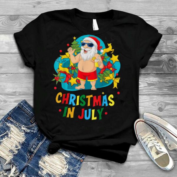 Christmas in July Santa Claus Christmas Tree Summer vacation T Shirt