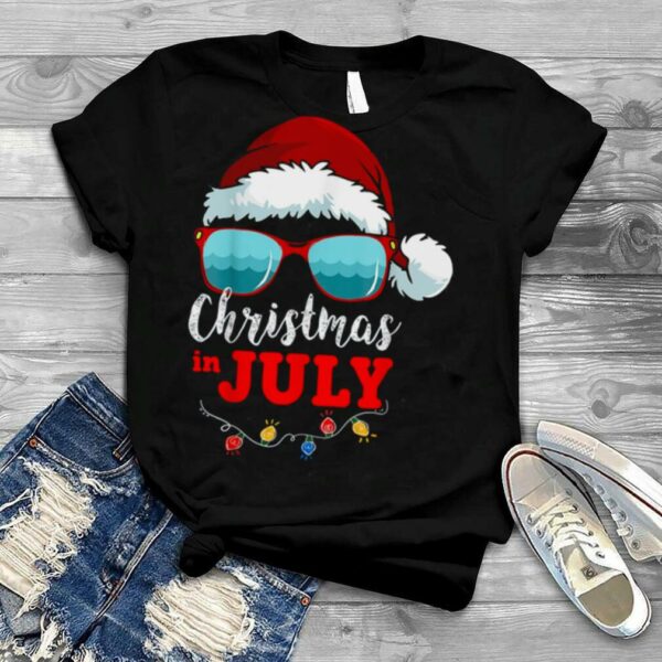 Christmas in July Santa Hat Sunglasses shirt