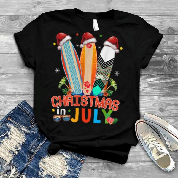 Christmas in July Santa Hawaiian Summer Surf Surfing Surfer T Shirt