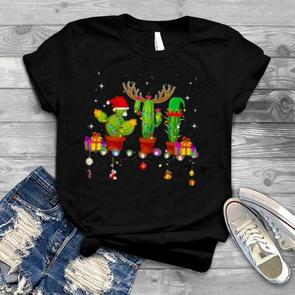 Christmas lights cactus lover xmas pajama holiday shirt