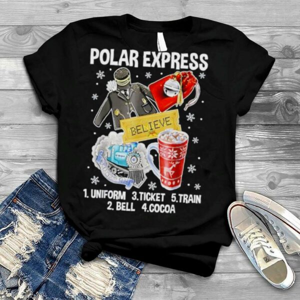 Christmas north pole polar express all aboard santa believe shirt