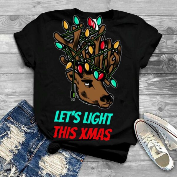 Colorful Lights Reindeer Christmas Lights In Its Antlers shirt