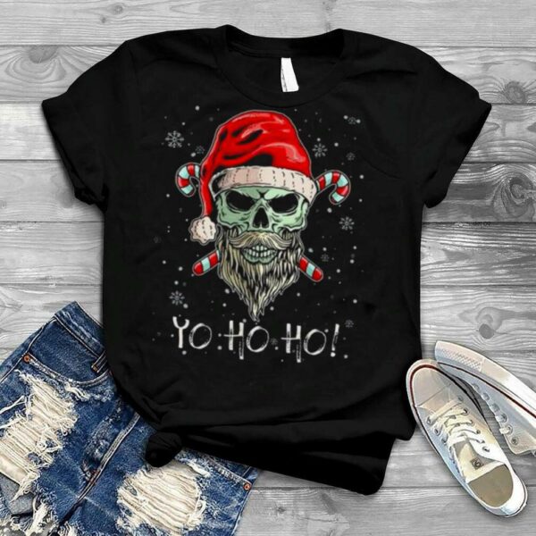 Cool Skull Beard Santa Pirate Christmas Jolly Roger Pajamas 2022 shirt