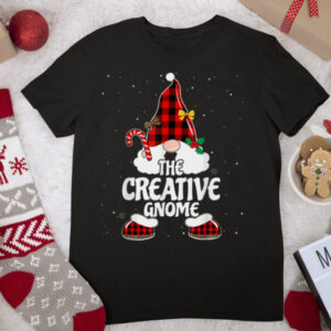 Creative Gnome Buffalo Plaid Matching Family Christmas T Shirt