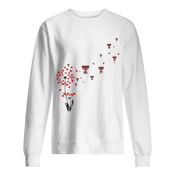 Dandelion flower texas tech red raiders logo hearts shirt