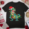 Dinosaur Christmas Santa Hat T Shirt