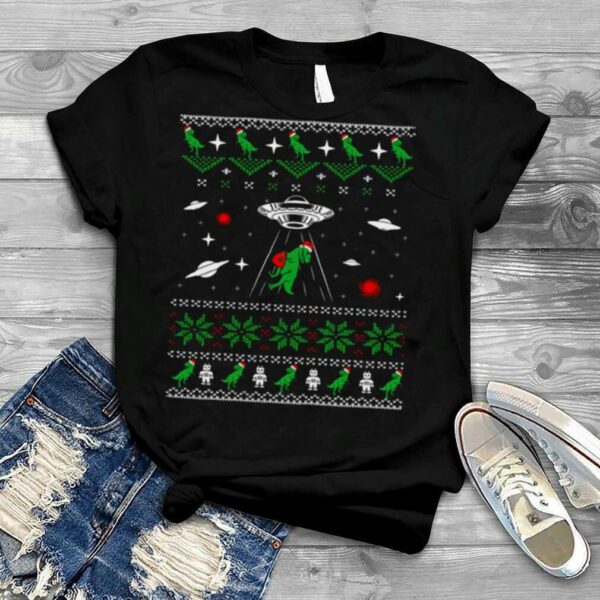 Dinosaur Ugly Christmas Sweater Alien Ufo T Rex Abduction shirt