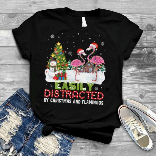 Easily distracted by Christmas and flamingo noel hat dancing shirt