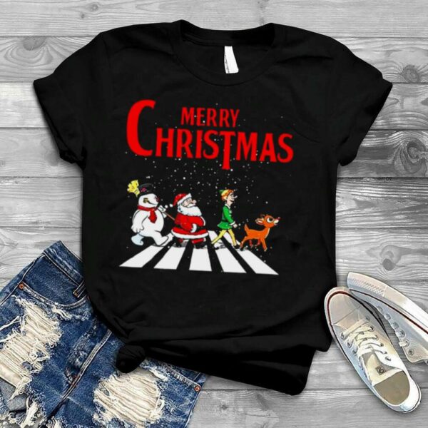 Elf Santa And Snowman Abbey Road Merry Christmas 2021 Shirt