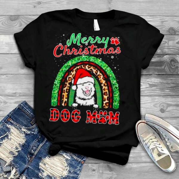 Finnish Lapphund Christmas Santa Hat Dog Mom Boho Rainbow T shirt