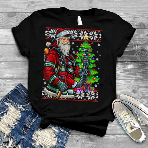 Firefighter Santa Claus Fireman, Ugly Christmas Sweater T Shirt