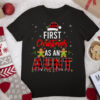 First Christmas As An Aunt Pregnancy Announcement Plaid T Shirt