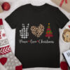 Funny Christmas Xmas peace love christmas apparel women men T Shirt