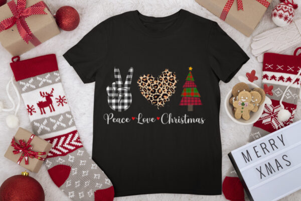 Funny Christmas Xmas peace love christmas apparel women men T Shirt