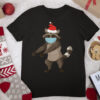 Funny Flossing Raccoon Celebrating Christmas with Face Mask T Shirt