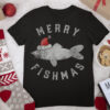 Funny Merry Fishmas Christmas Catfish Santa Hat Men Boys T Shirt