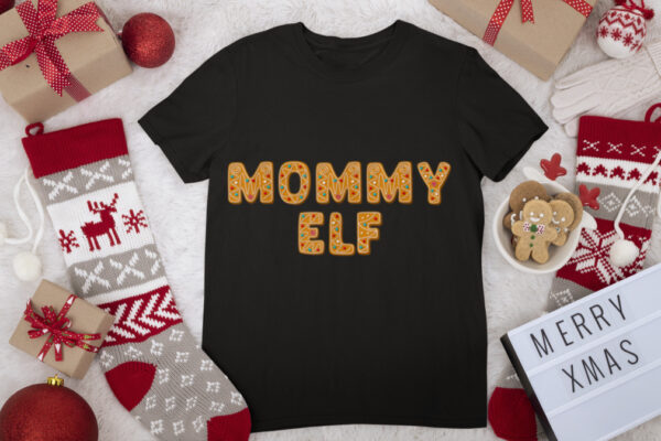 Funny Mommy Elf (Mom) Group Matching Family Christmas Tees T Shirt