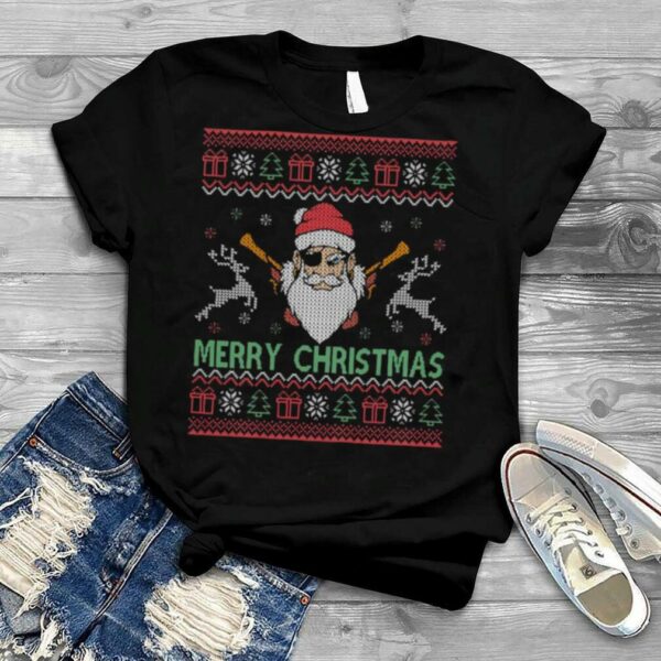 Funny Santa Claus Pirate Reindeer Xmas Christmas shirt