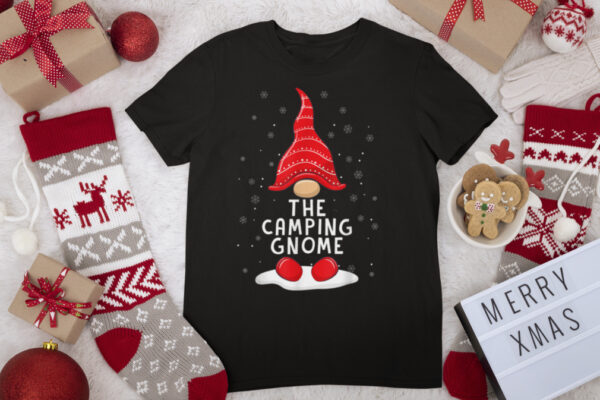 Funny The Camping Gnome Christmas Pajamas Xmas Holiday T Shirt