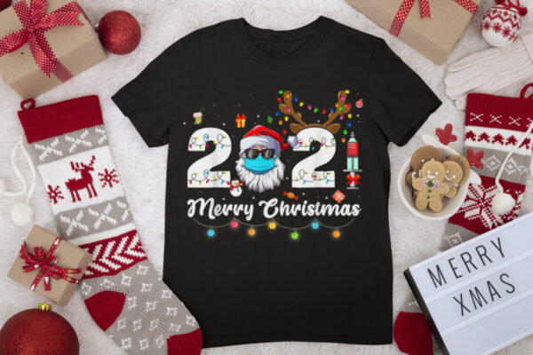 Funny Vaccinated Santa Wearing Face Mask Christmas Pajama T Shirt