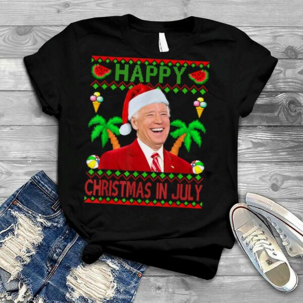 Happy Christmas In July Biden Dazed Merry 4th Of July T Shirt