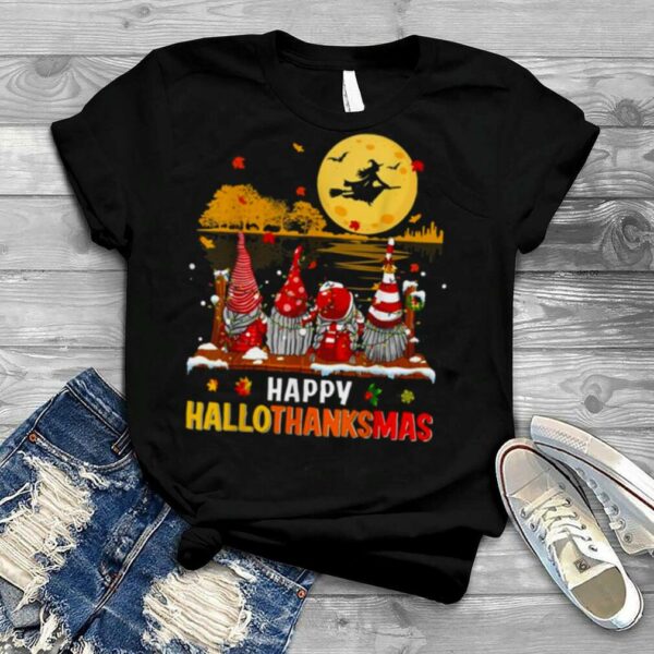 Happy Hallothanksmas Gnomes Halloween Christmas Thanksgiving shirt