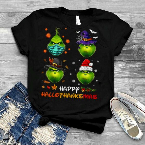 Happy Hallothanksmas Grinch And Merry Christmas shirt