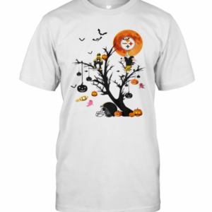 Happy Halloween Tree Pittsburgh Steelers Moon T-Shirt