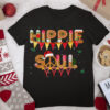 Hippie Soul Peace Sign Santa Hat Reindeer Horns Christmas T Shirt