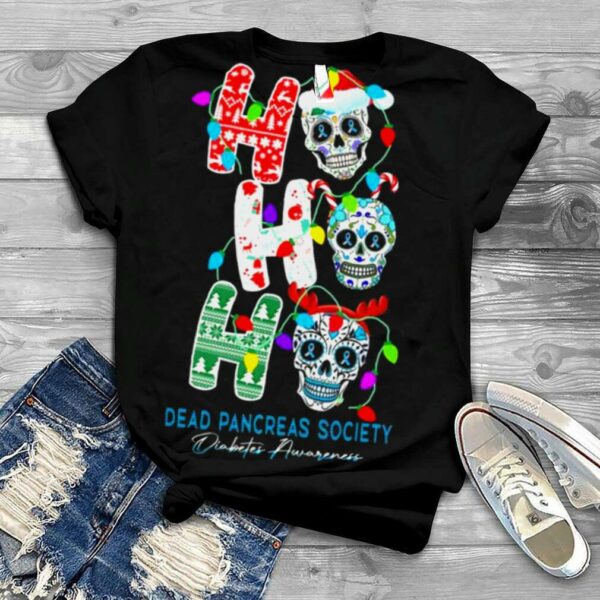 Ho Ho Ho Sugar Skull Santa Reindeer Elf Dead Pancreas Society Diabetes Awareness Christmas Light shirt