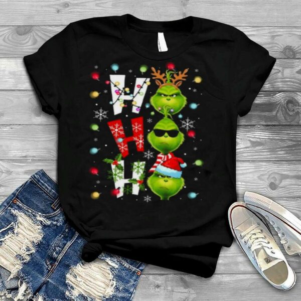 Ho Ho Ho The Grinch Santa Reindeer Elf Merry Christmas Light shirt