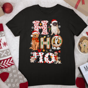 HoHoHo Dogs Christmas Santa Hat Funny Xmas Dog Dad Mom T Shirt
