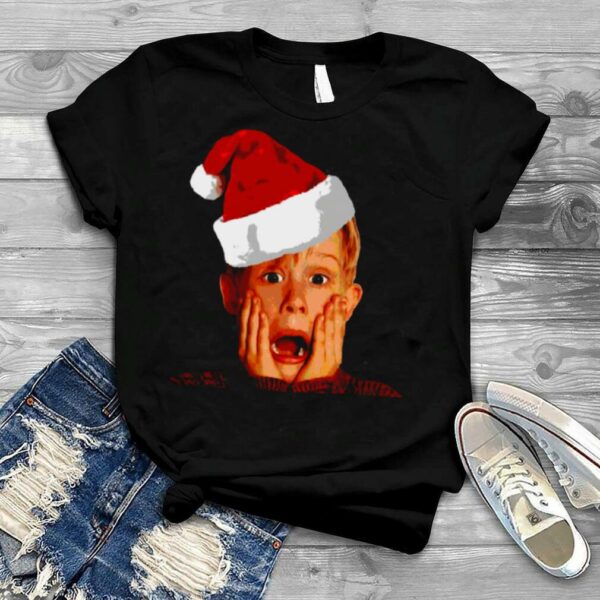 Home Alone Santa Hat Macaulay Culkin Christmas Holiday shirt