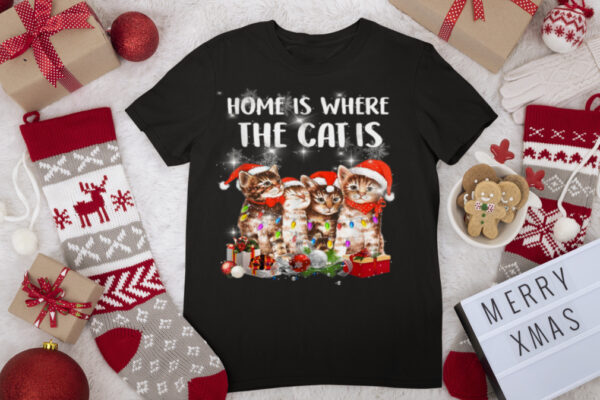 Home Is Where The Cat Is Christmas Costume T Shirt