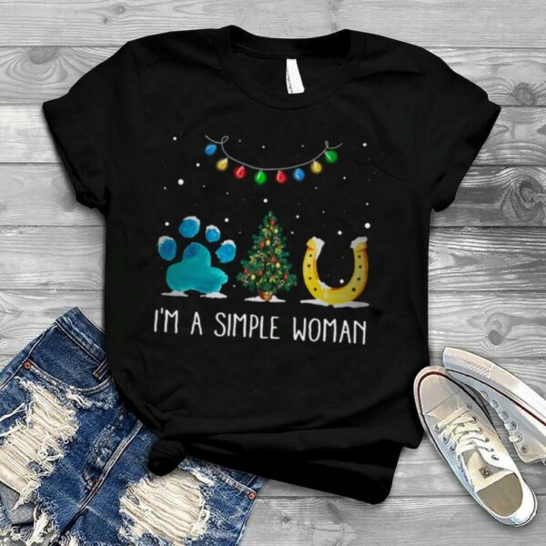 I’m A Simple Woman Paw Dog Tree Christmas Horseshoe Shirt