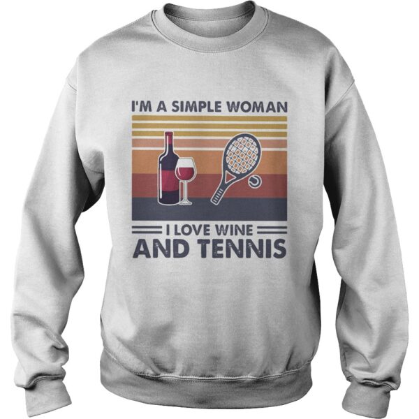 Im A Simple Woman I Love Wine And Tennis Vintage Retroshirt