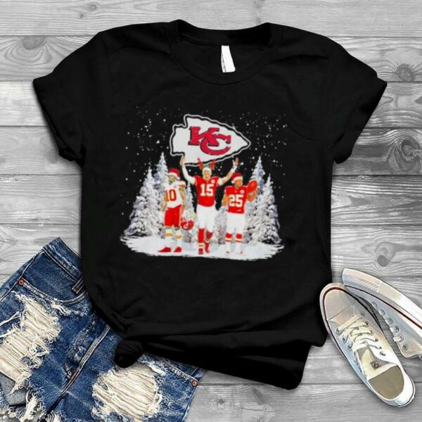 Kansas City Chiefs Tyreek Hill Patrick Mahomes II and Clyde Edwards Merry Christmas shirt