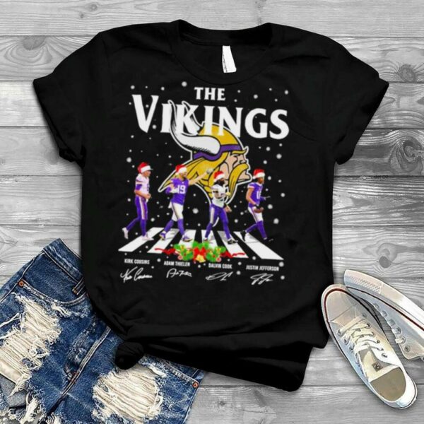 Kirk Cousins, Adam Thielen, Dalvin Cook and Justin Jefferson The Viking abbey road merry Christmas shirt