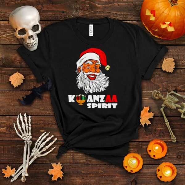 Kwanzaa Spirit Kinara African American Santa Claus Christmas Sweater T shirt