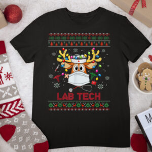 Lab Tech Reindeer Wearing Lights Ugly Sweater For Christmas T Shirt