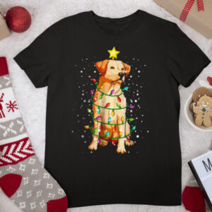 Labrador Retriever Dog Christmas Tree Lights Pajamas Xmas T Shirt