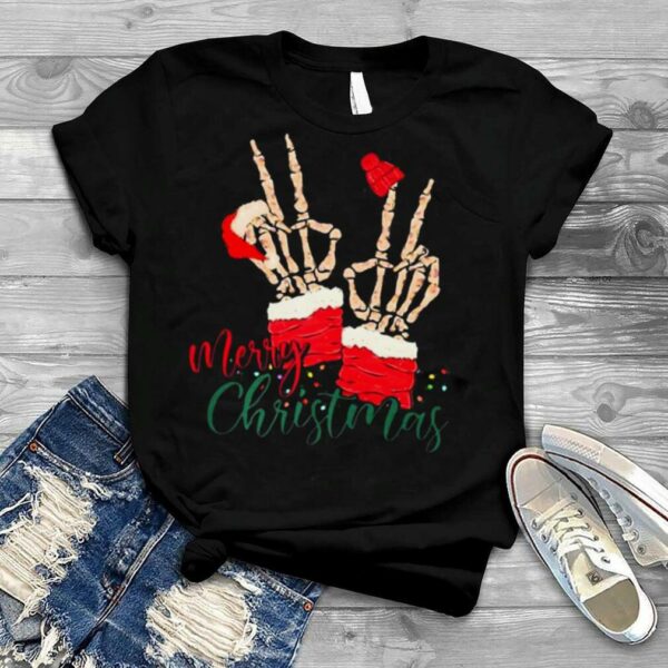 Leopard Skeleton Hands Santa Claus Merry Christmas Skeleton shirt