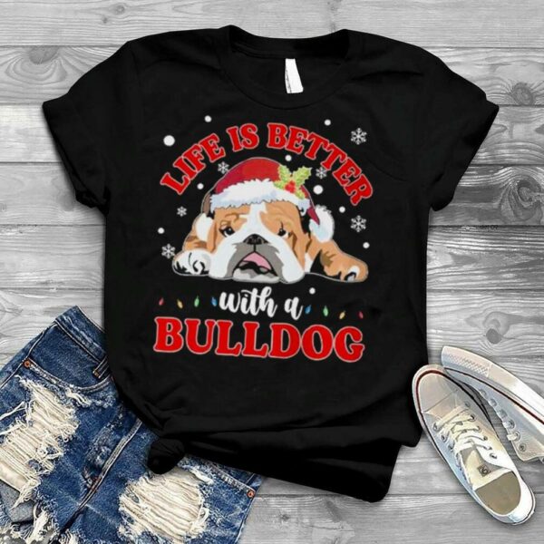 Life is better with a Bulldogs Merry Christmas light shirt