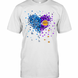 Los Angeles Dodgers And Los Angeles Lakers Heart T-Shirt
