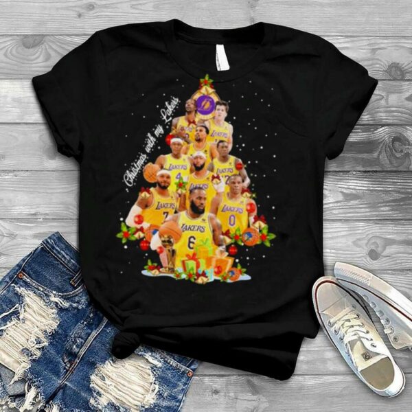 Los Angeles Lakers team Christmas with my Lakers signatures tree 2022 shirt