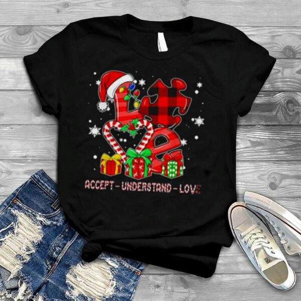 Love Accept Understand Love Autism Awareness Merry Christmas Shirt