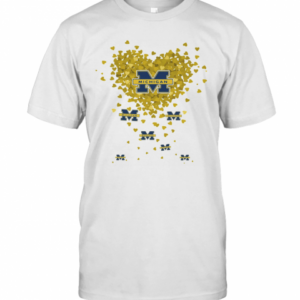 Love Michigan Wolverines Logo Hearts T-Shirt