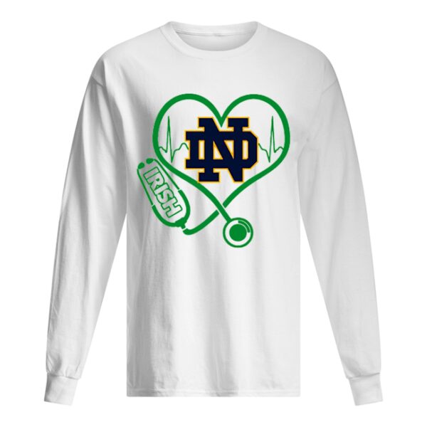 Love Notre Dame Fighting Irish Stethoscope Heartbeat nurse shirt